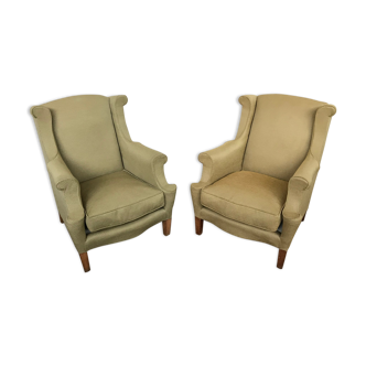Paire de fauteuils à oreilles vintage 1950 1960 design italy