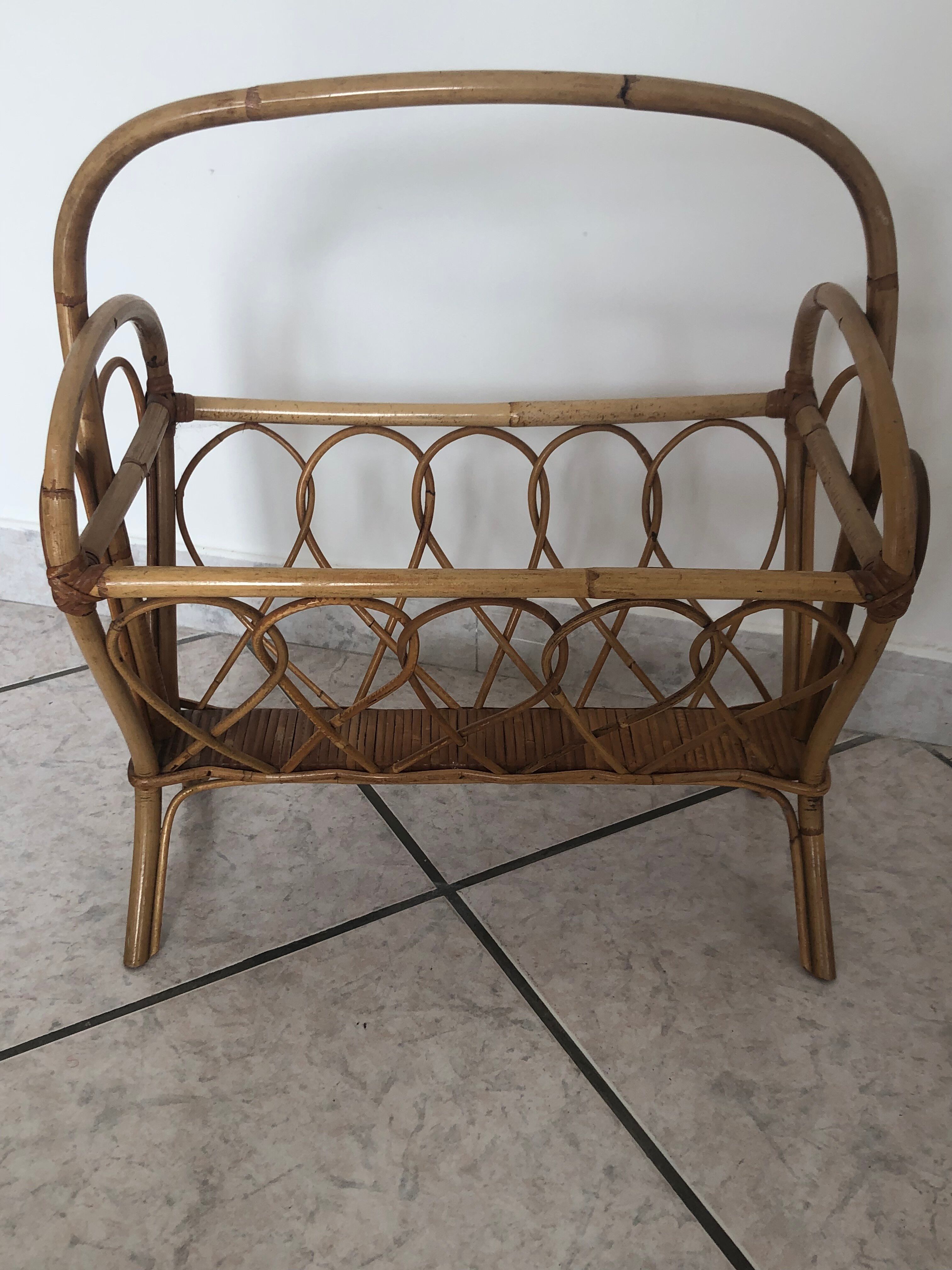 Rattan magazine rack