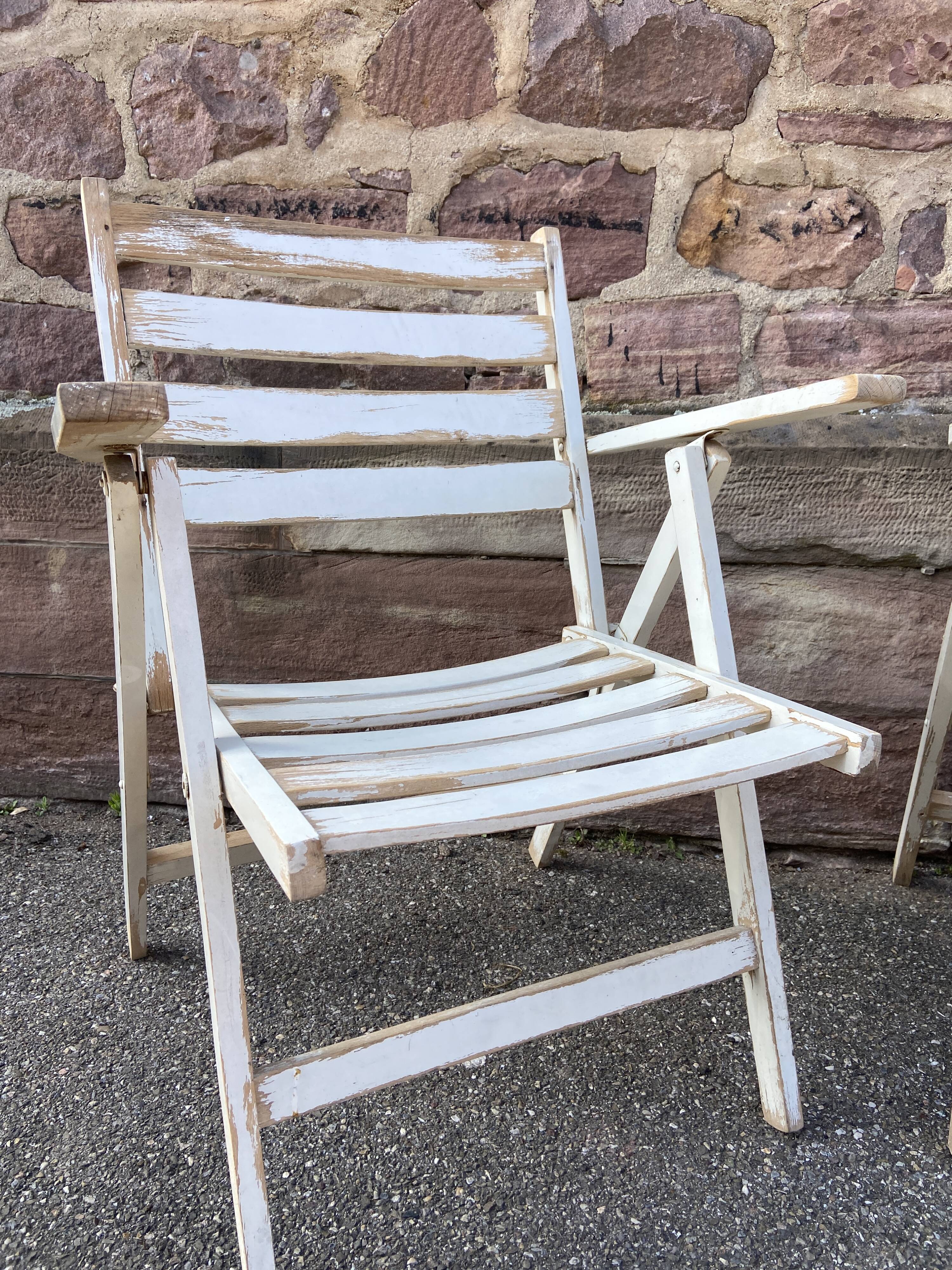 duo of folding garden armchairs brasserie cafe terrace Brasserie