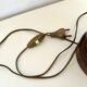 Turned wood and velvet lamp