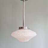 Art Deco pendant light in white speckled glass, 1930s