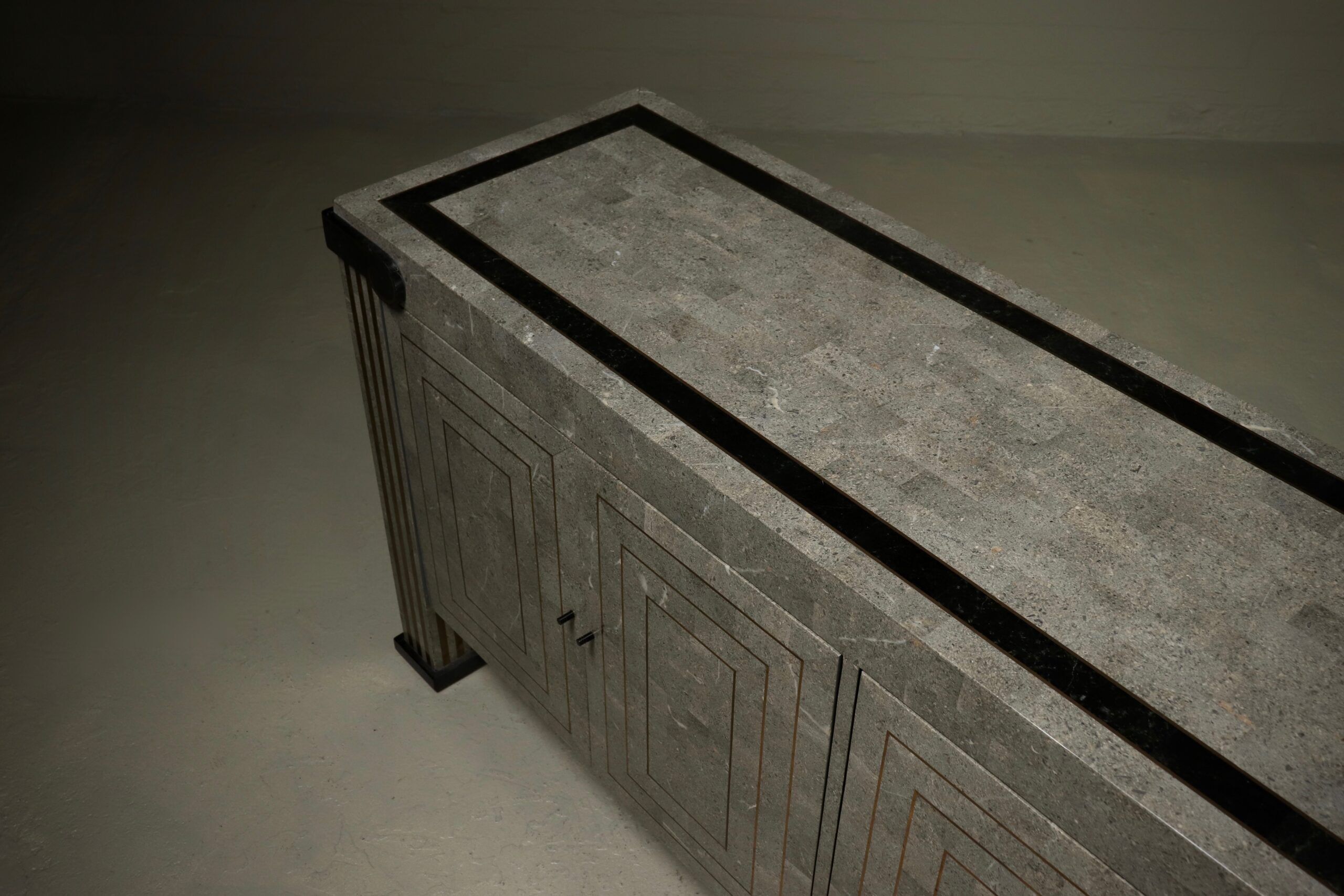 Maitland-Smith tessellated marble and brass sideboard 1980s