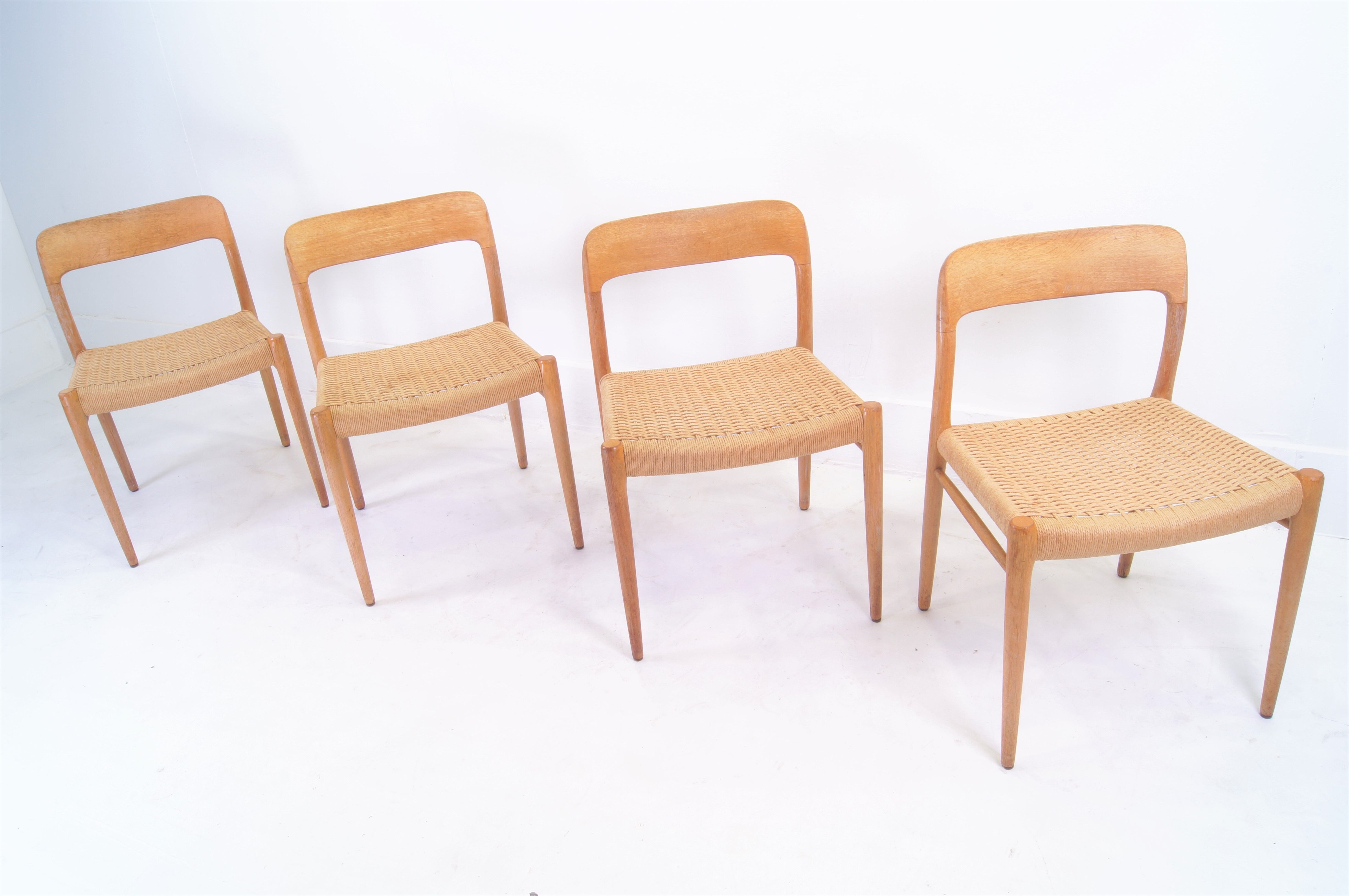 4 chairs by Niels Otto Moller, model 75 for J.L. Mollers Mobelfabrik