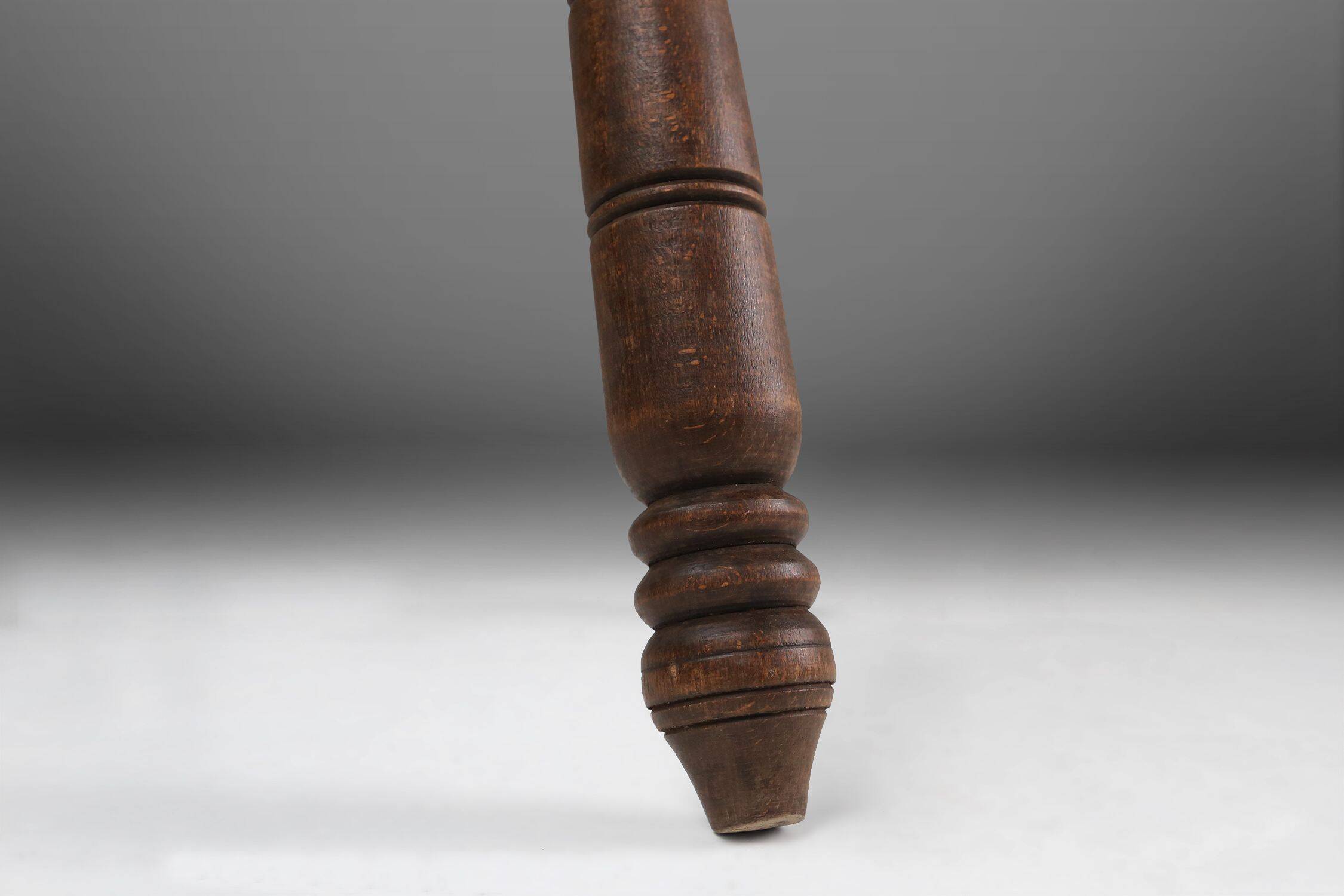 Vintage Brutalist low oak Stool, Belgium 1960s