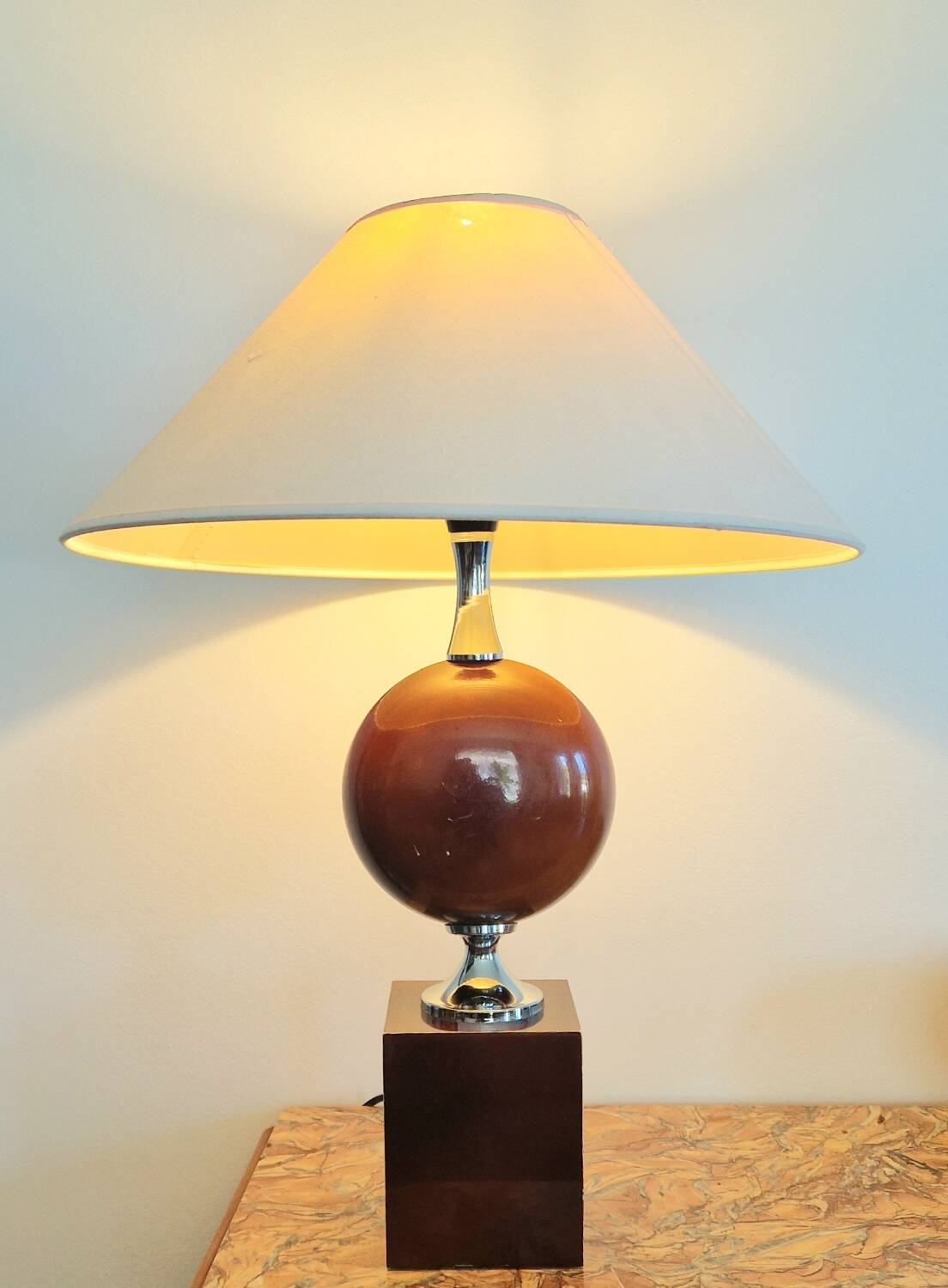 Barbier house lamp - Lacquered and chrome-plated metal - 1970s