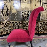 Chauffeuse époque Napoléon III velours rouge