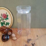 Large octagonal hermetic jar luminarc France vintage