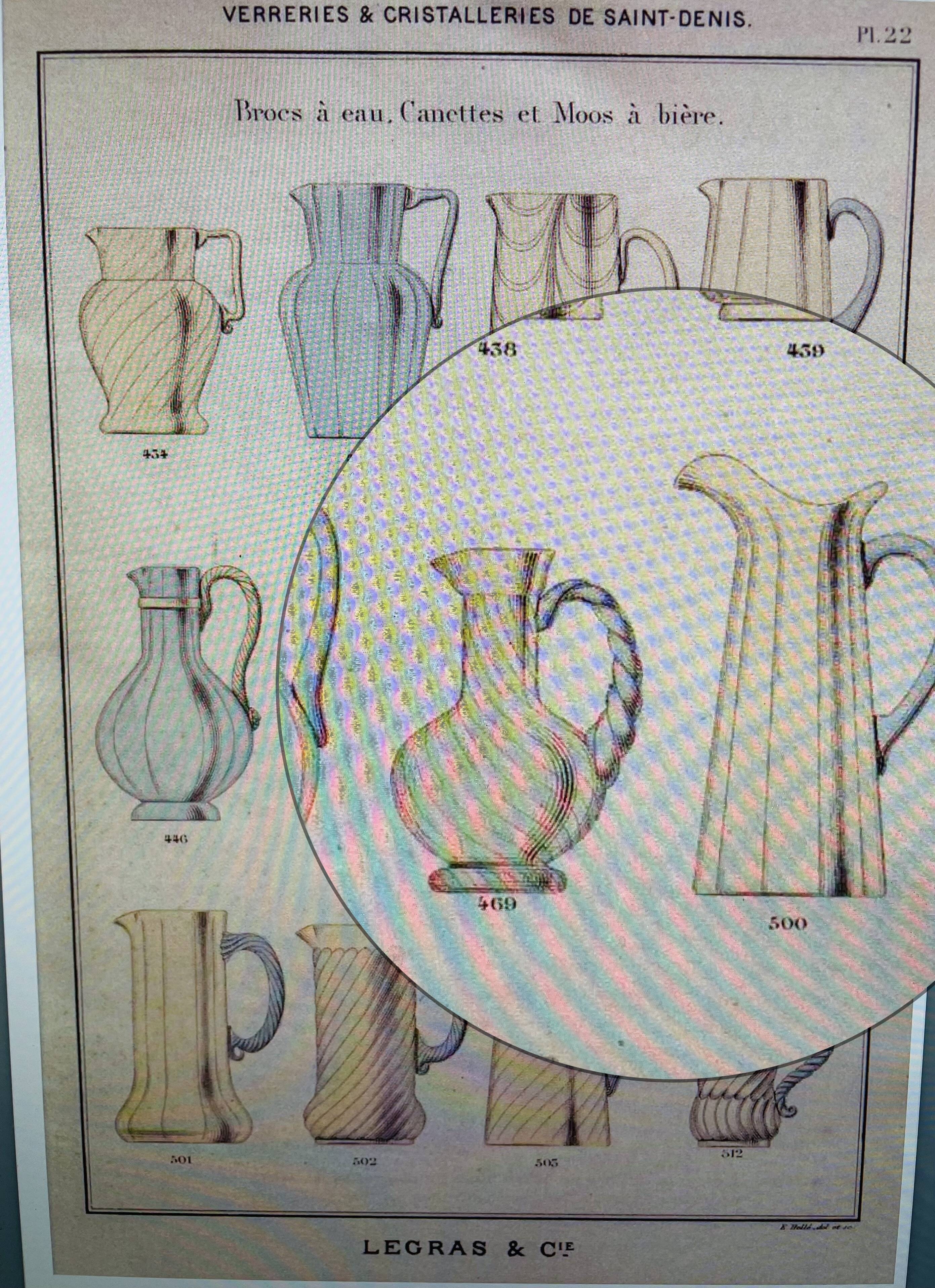 Beer pitcher (can) in engraved ambrino blown glass