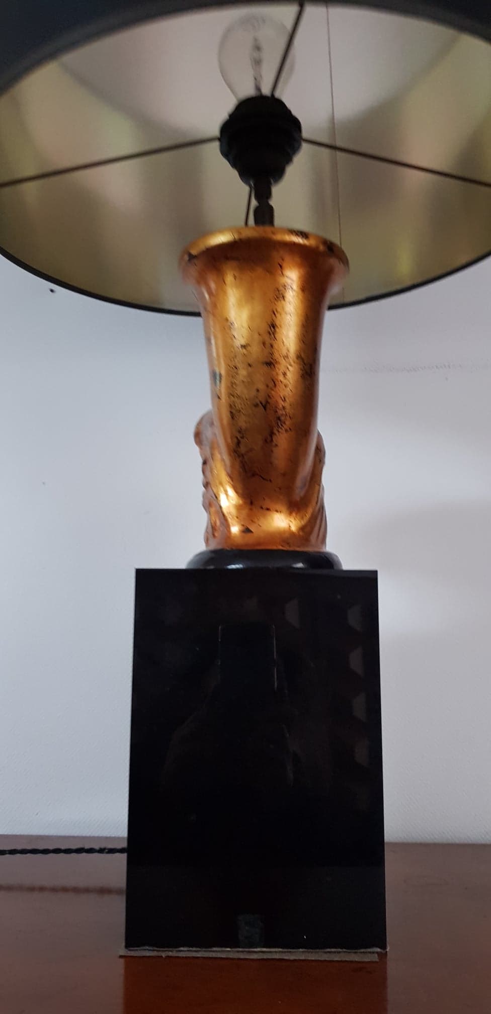 70s desk lamp black and golden eagle head