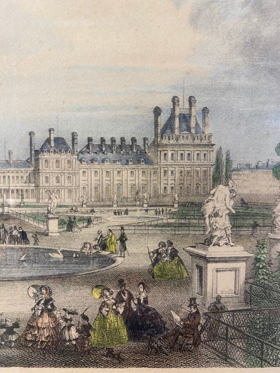 Gravure en couleur, Les Tuileries, Paris