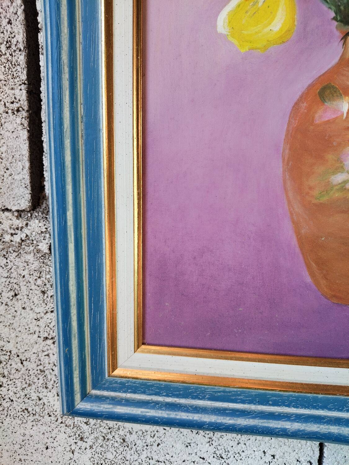 Framed floral oil on canvas – Vintage still life