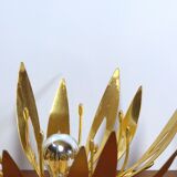Pair of 1970 golden flower appliques