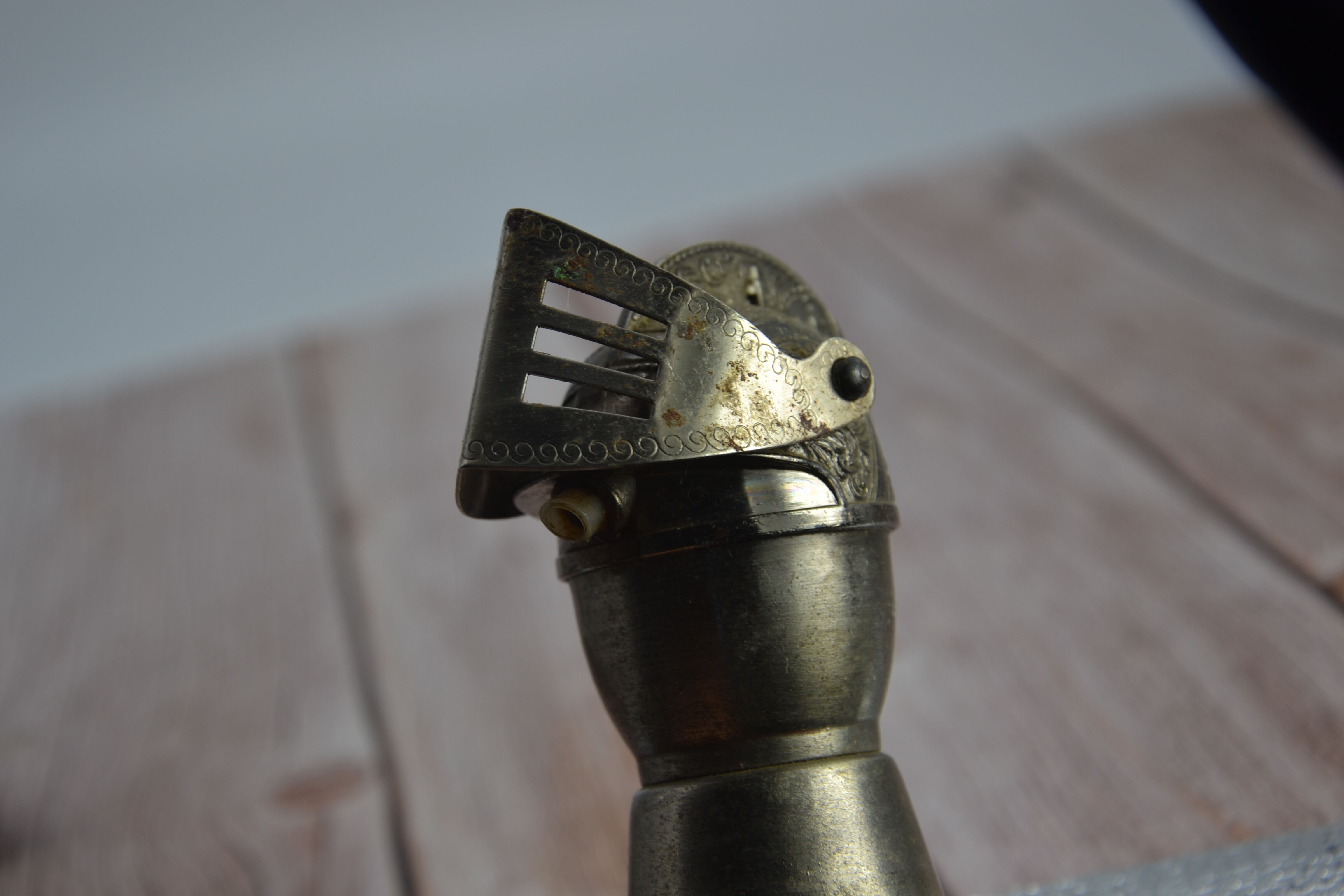 Old silver metal pouring cap