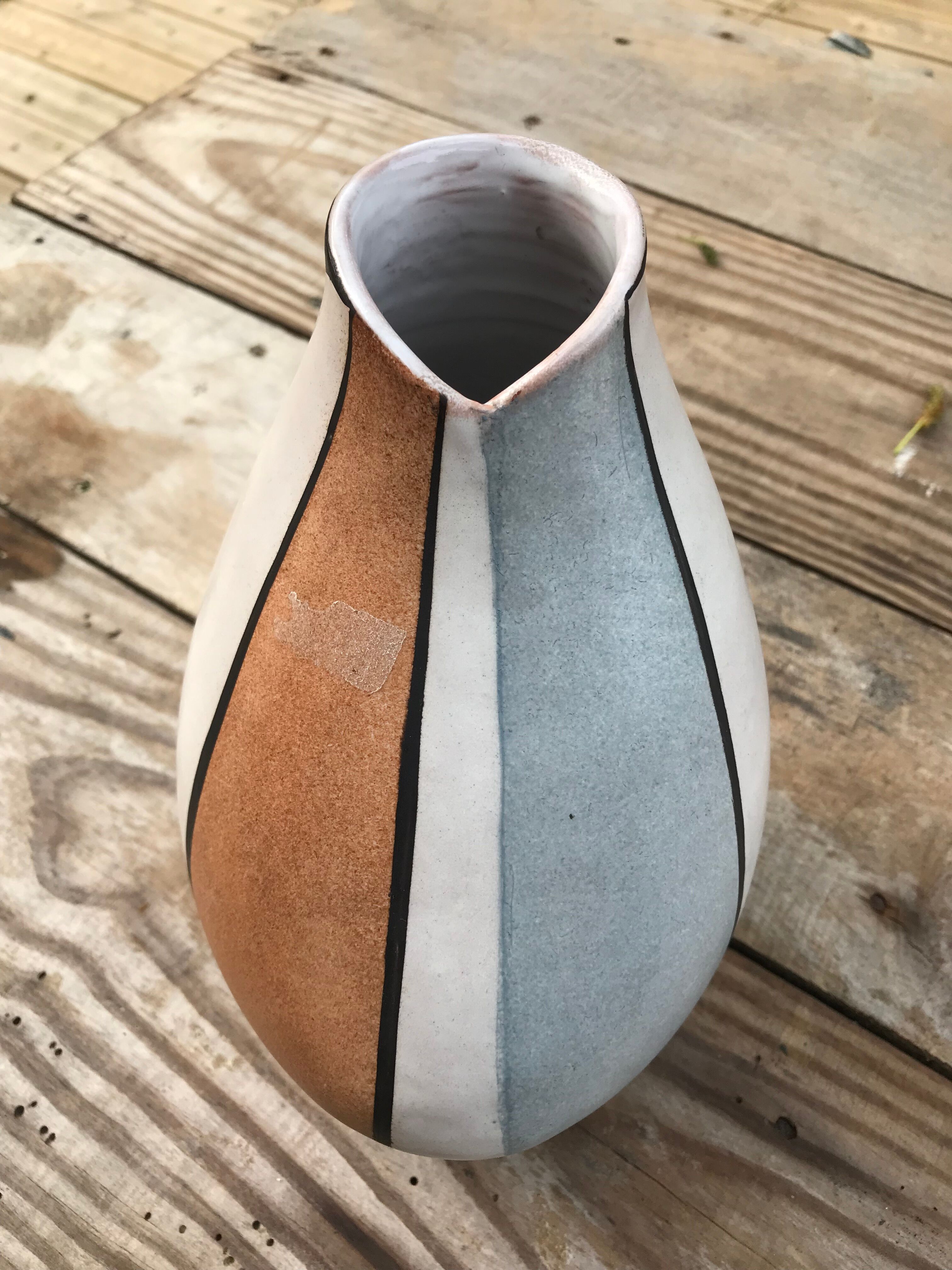 Old ceramic vase around 1970 original form signed below