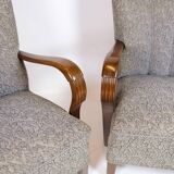 Set Of Two Armchairs In Floral Fabric & Dark Polished Wood, Danish Design From 1960s