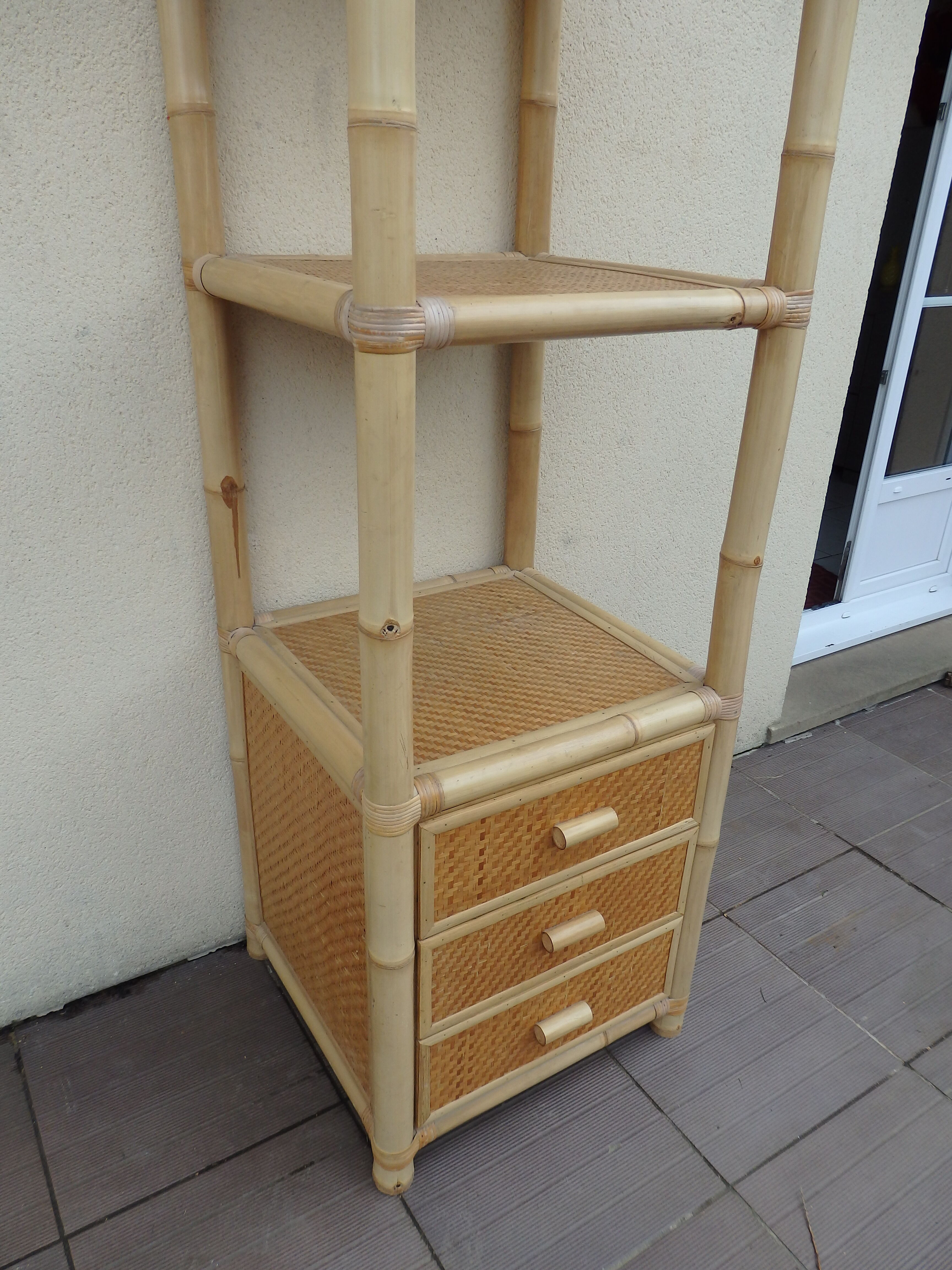 Bamboo and rattan shelf