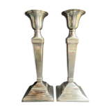 Candle holders (2) - Modern mid-century - Silver metal - Square base