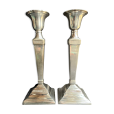 Candle holders (2) - Modern mid-century - Silver metal - Square base