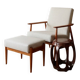 Armchair with striped fabric footrest, 1960