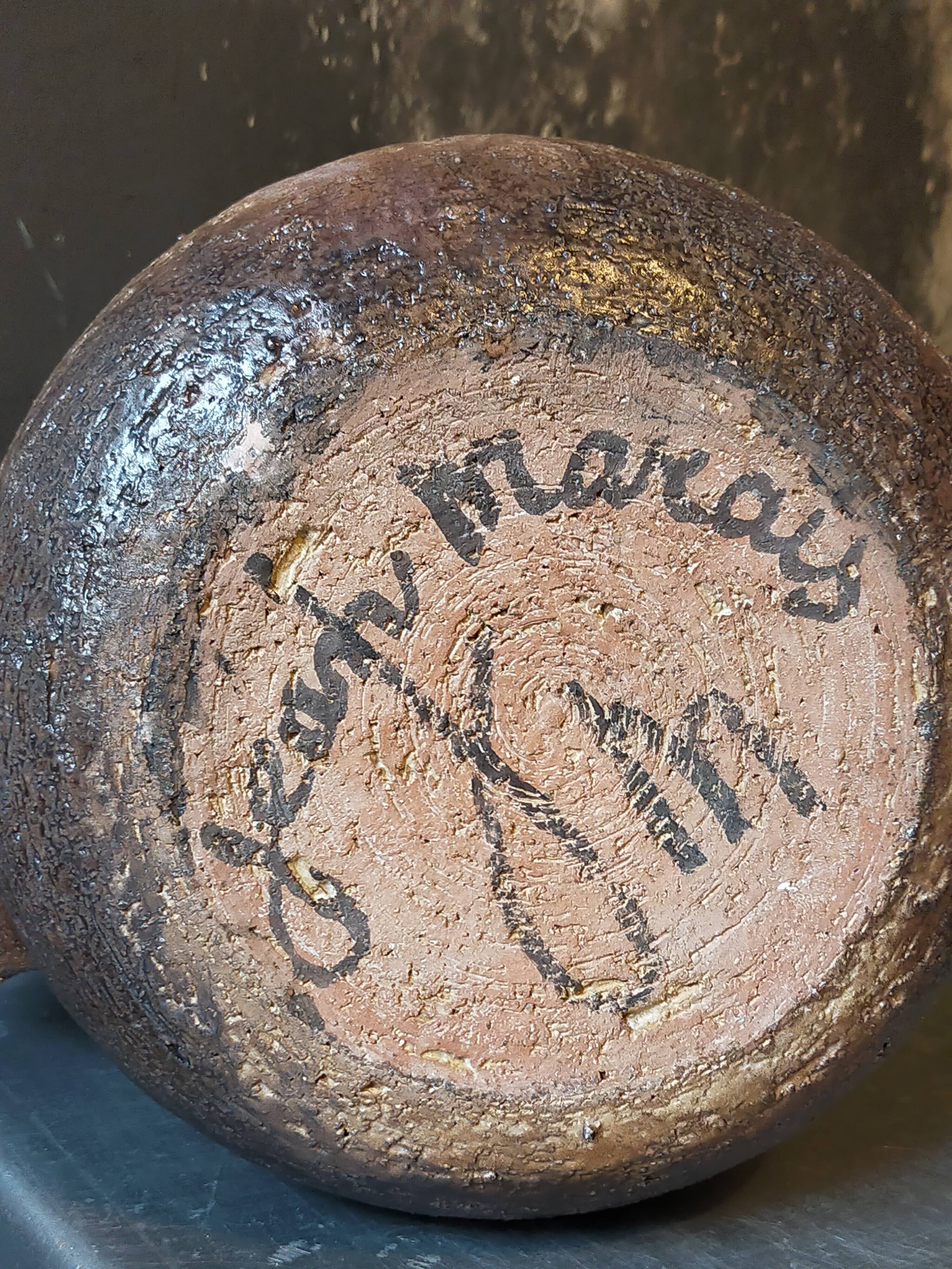 Ceramic covered pot by Jean Marais signed, Vallauris 80s