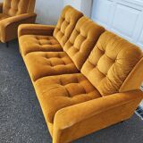 Ensemble canapé fauteuil vintage velours