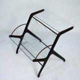 Ico Parisi Magazine Rack in Wood, Brass and Glass. Italy, 1950s