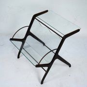 Ico Parisi Magazine Rack in Wood, Brass and Glass. Italy, 1950s