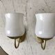 Duo of sconces in serrated opaline and golden steel 50s