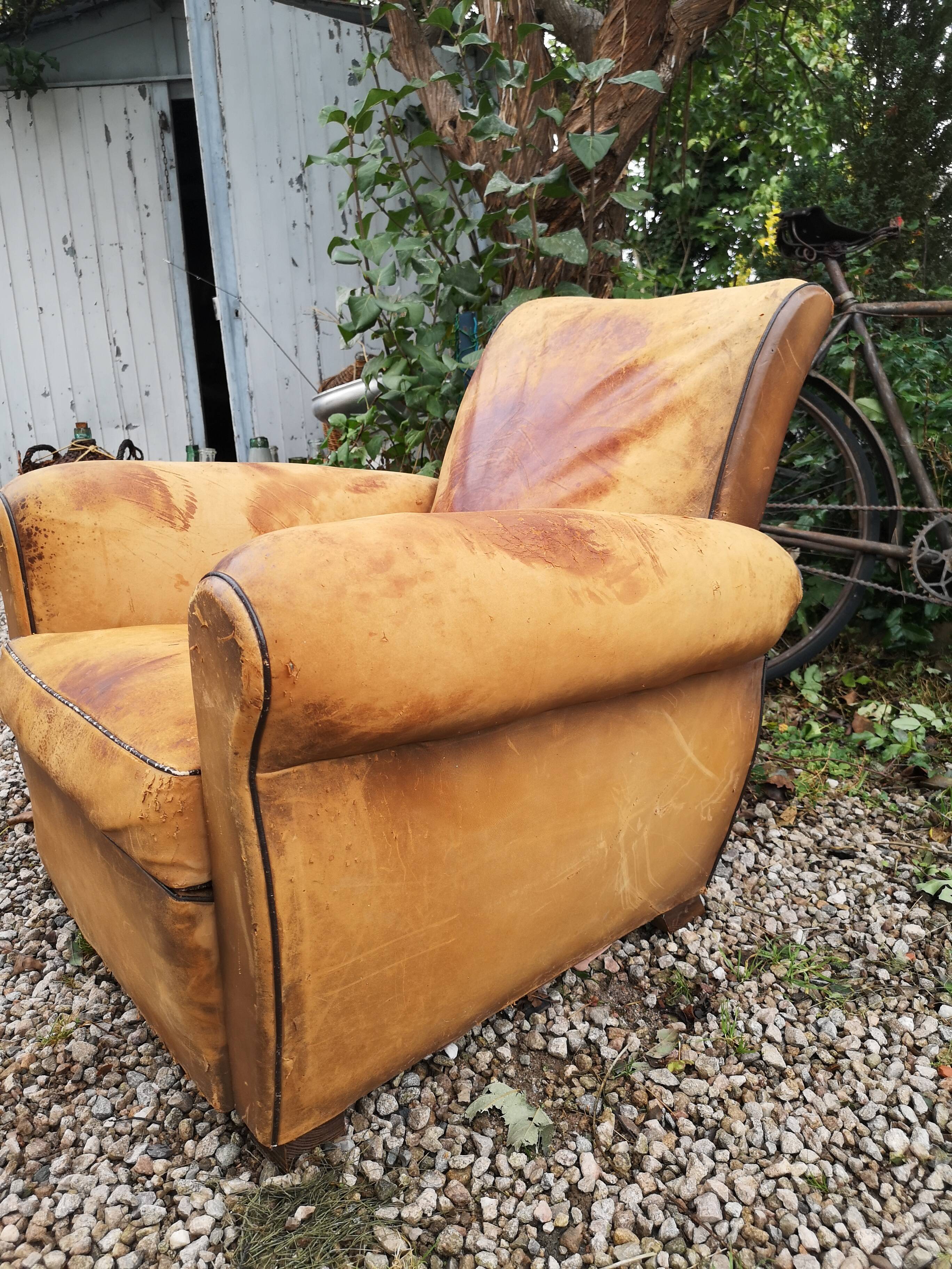 Fauteuil club cuir 1920