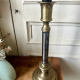 Lamp base in brass and chrome-plated steel