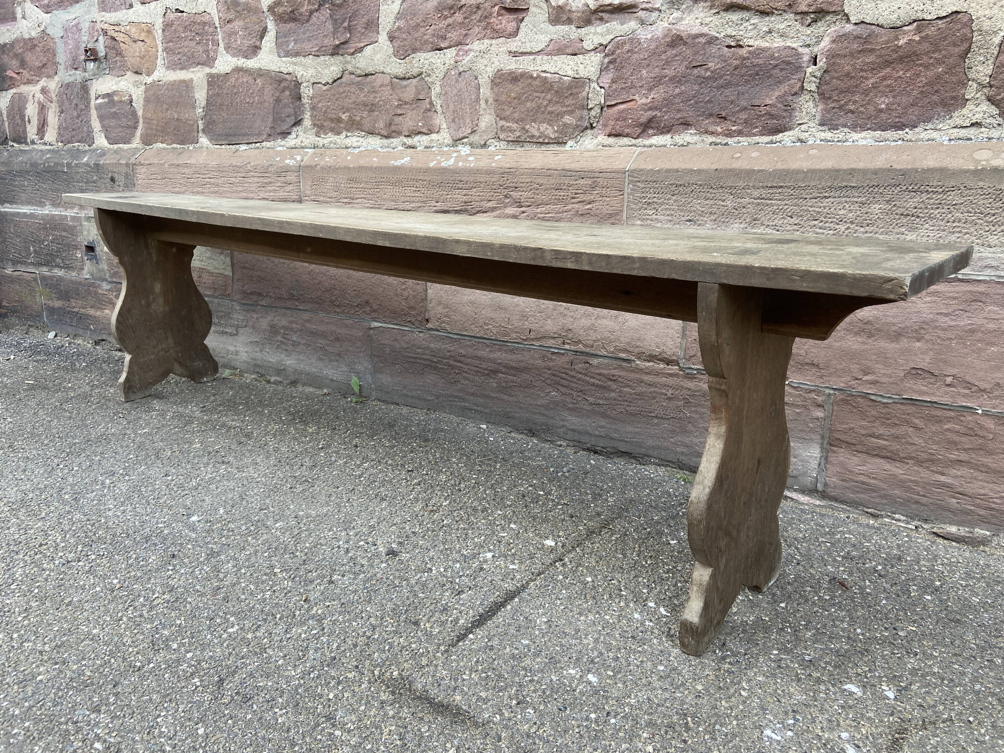Rustic oak farm bench 1900s