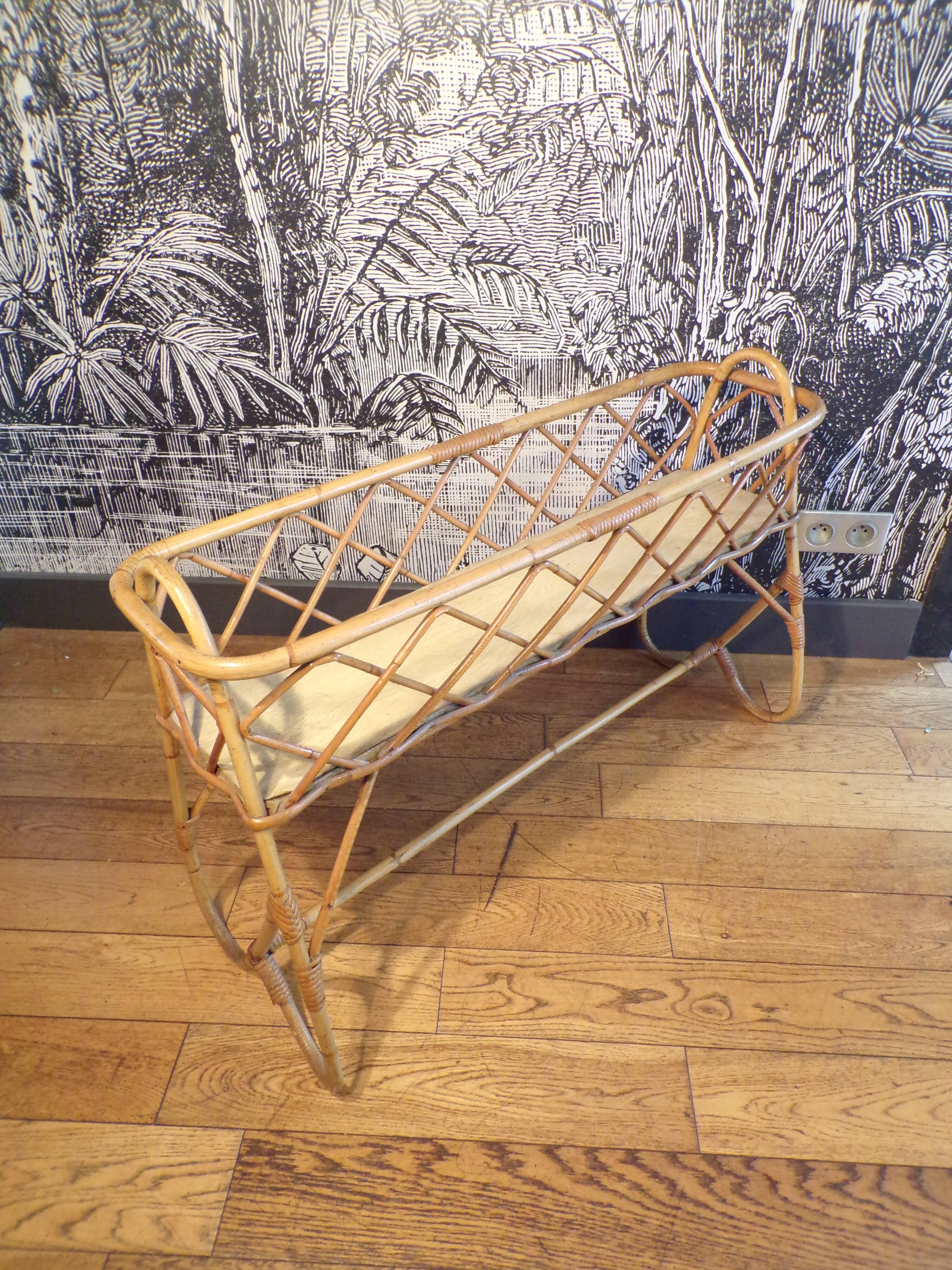 Vintage rattan planter