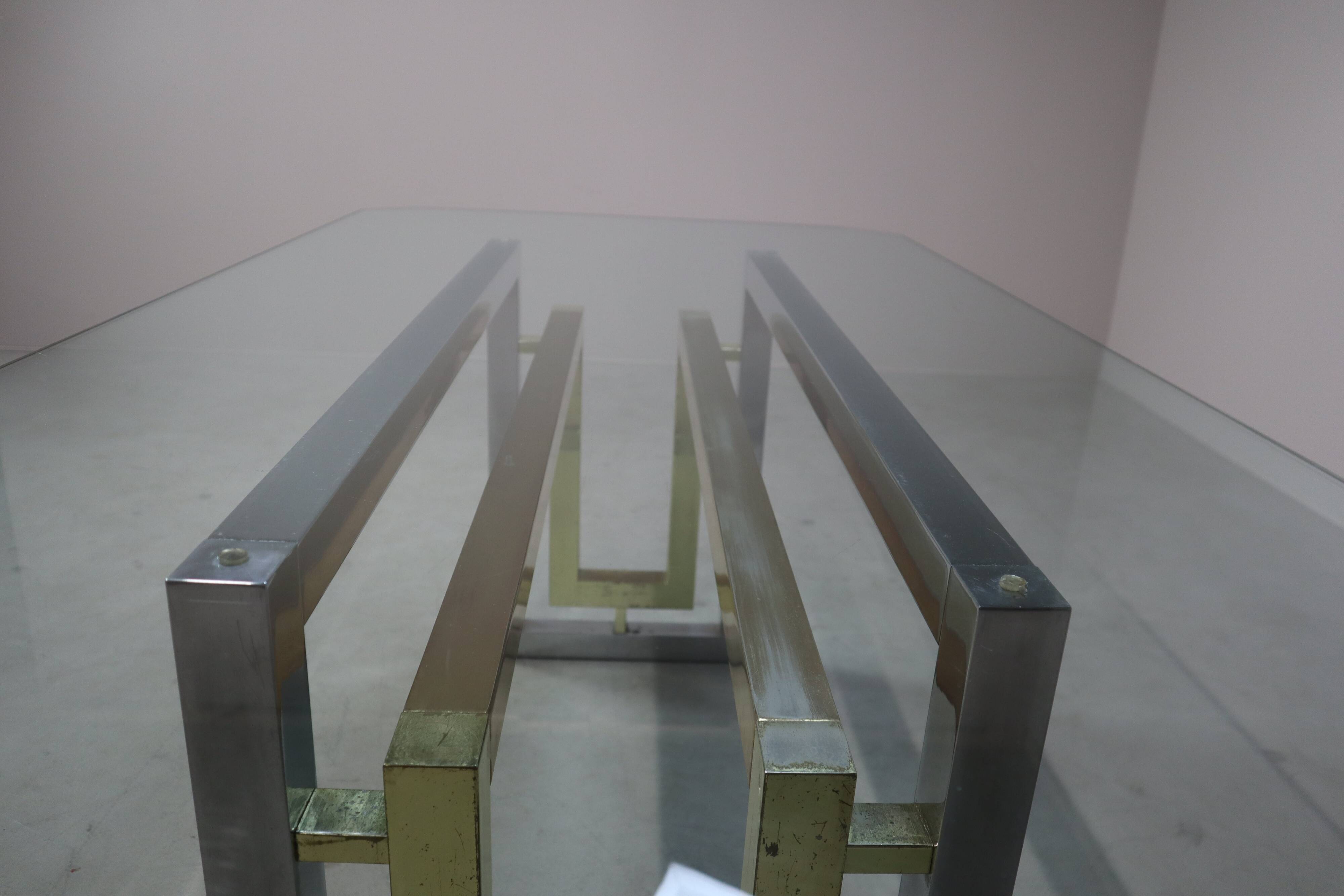 Vintage Chrome and Brass Dining Table by Zevi, Italy, 1970s