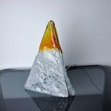 “Pyramid” lamp by Mazzega, orange frosted Murano glass, Italy, 1970