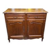 Solid oak buffet with marquetry in Louis XV style 1950