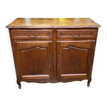 Solid oak buffet with marquetry in Louis XV style 1950