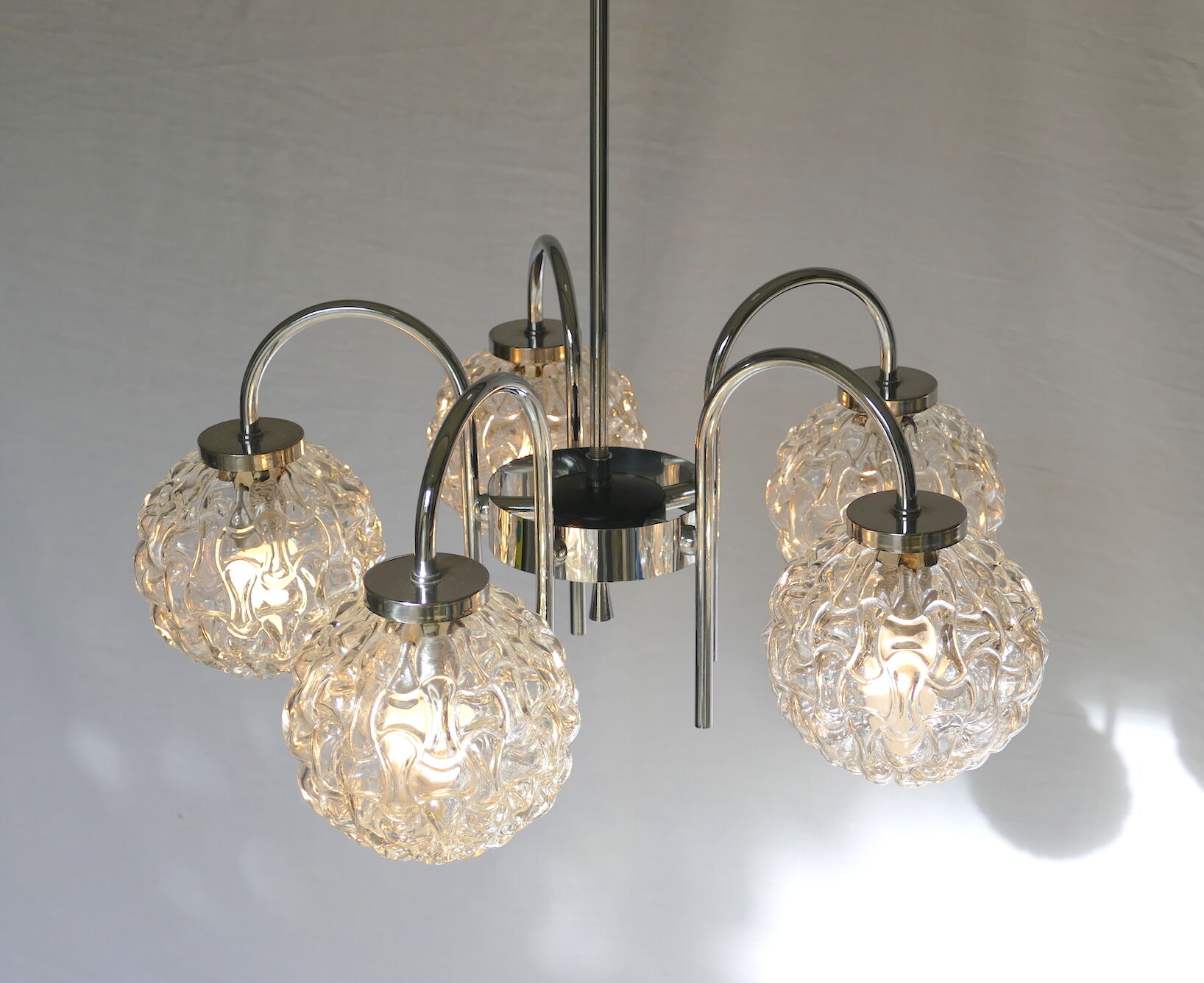 Vintage chandelier 5 modernist lights circa 1960