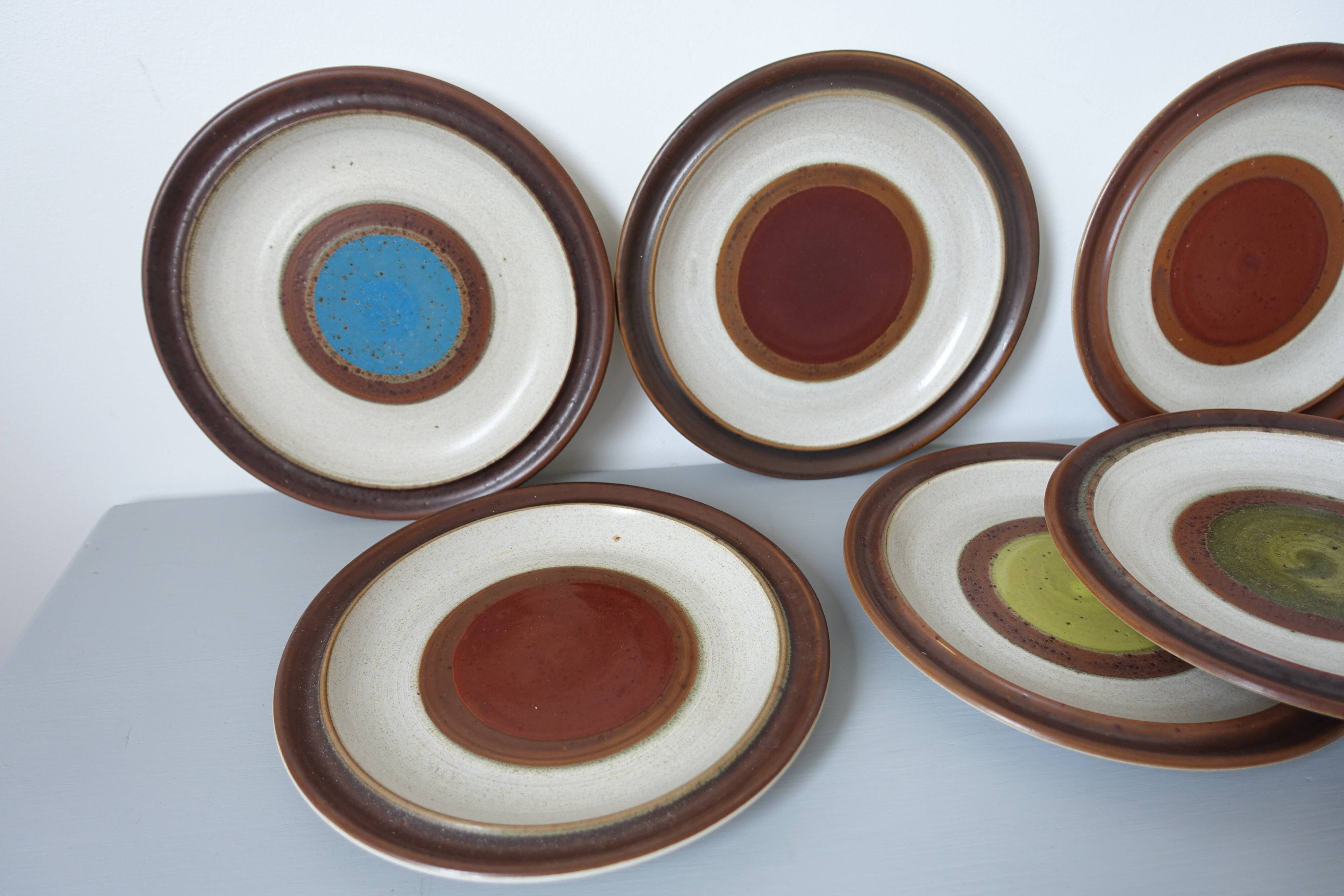 10 dessert plates in Denby enamelled stoneware made in England