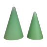 2 Teepee conical lamps by SCE in green glass