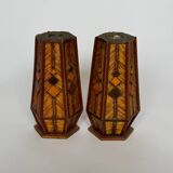 Vintage Mid Century Modern Handmade Tramp Art Matchstick & Geometric W