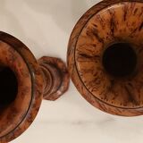 Paire de vasques en bois peintes façon loupe d'orme XXe