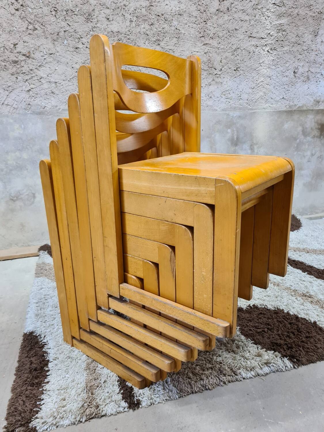 Set of 6 vintage sleigh chairs