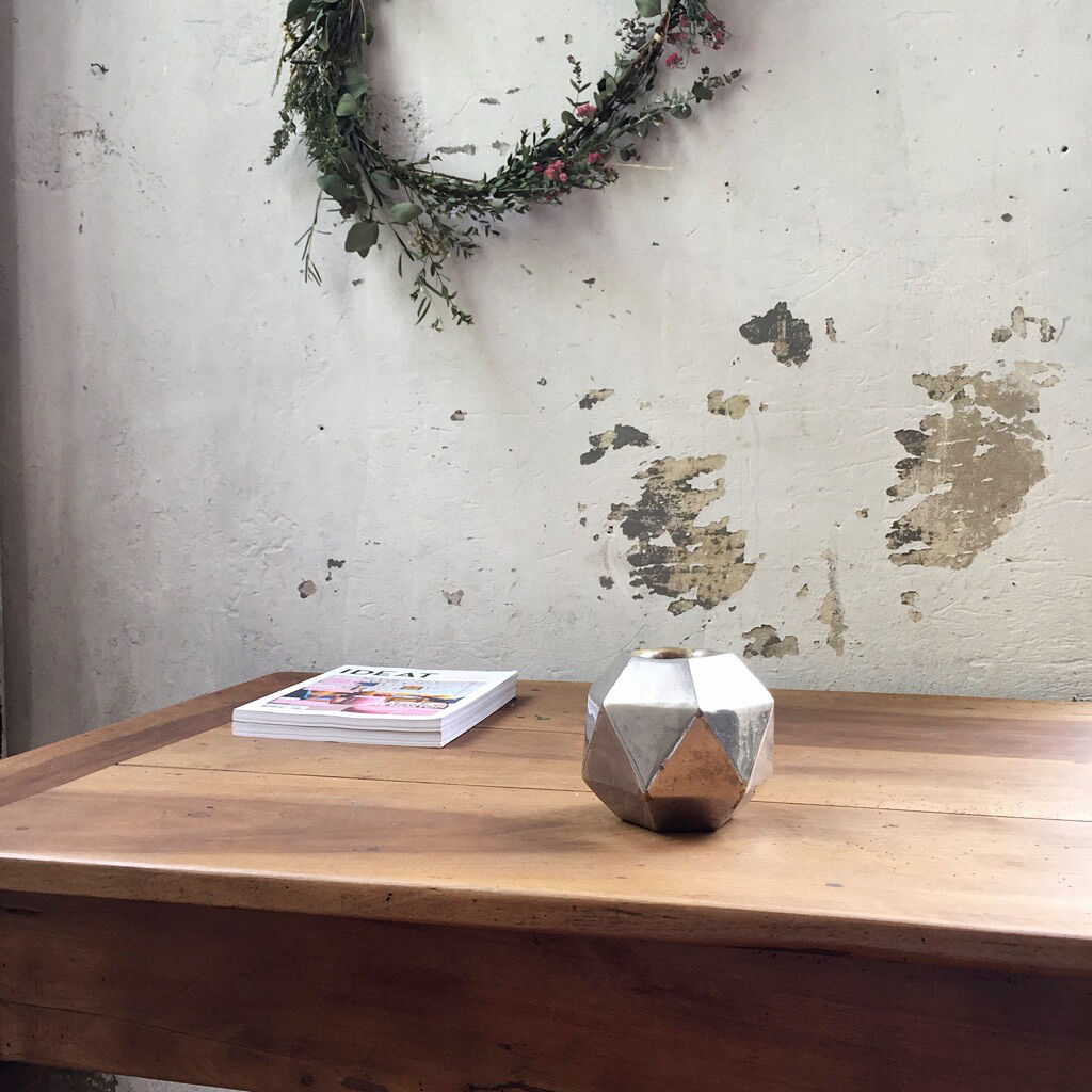 Dodecahedron silver brass vase