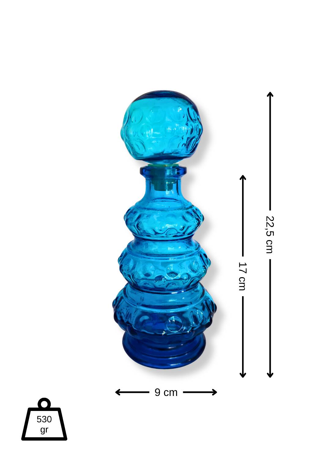 Carafe / Bouteille Empoli Bleue Vintage avec bouchon
