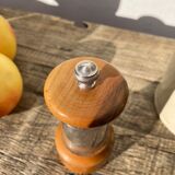 Peugeot pepper tree for Christofle in silver metal and vintage wood
