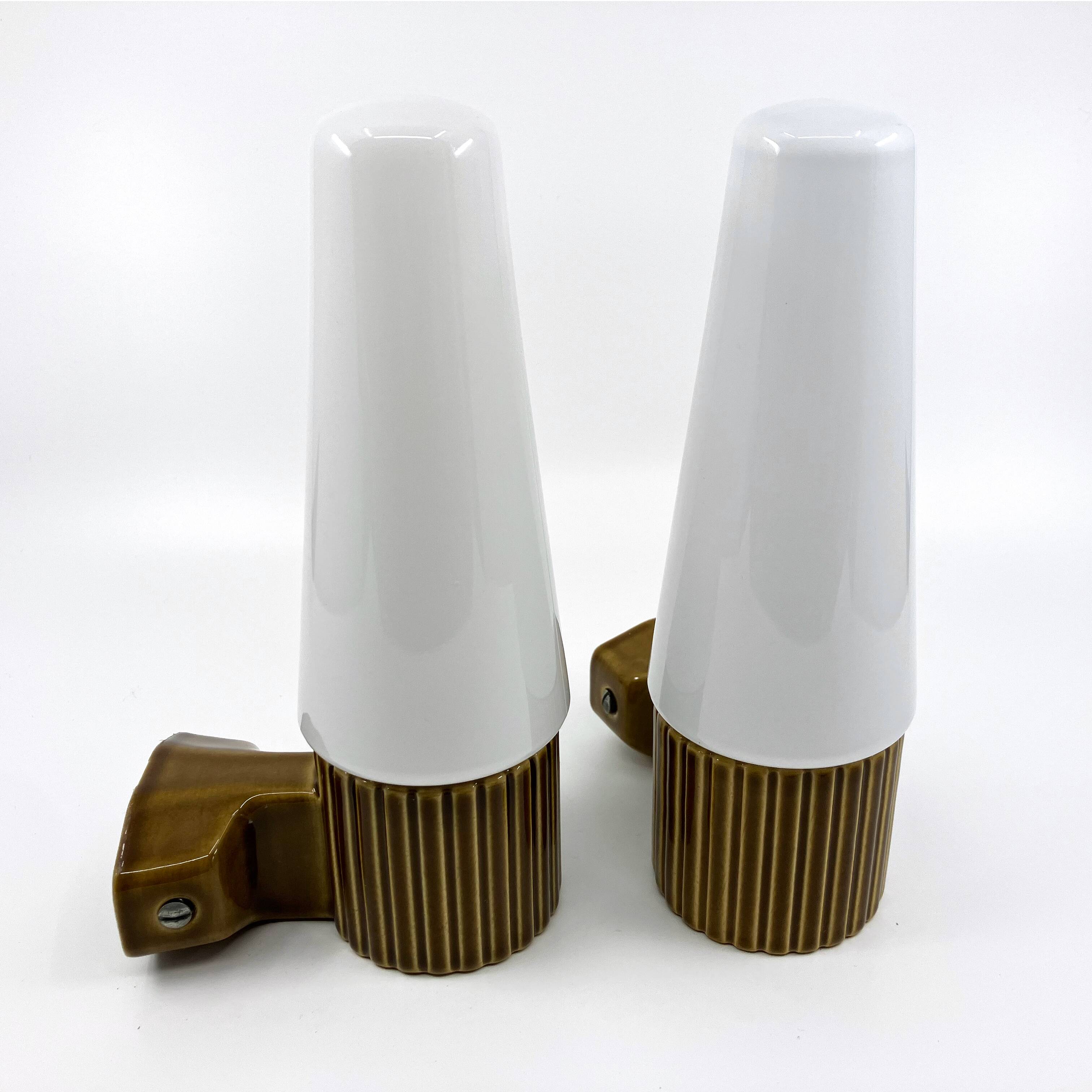 Ifö ceramic/opal glass wall lights • ref 6020 • Hans-Agne Jakobsson