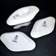 Saint Amand sauce boat and 2 earthenware dishes with navy blue rose decoration Primax