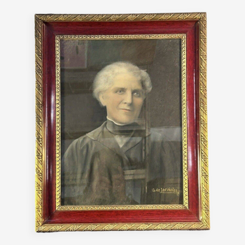 gaston de lacivier, école française début XXème, pastel portrait m. de bordeaux