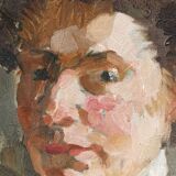 Impressionist portrait on sheet metal, elegant