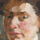Impressionist portrait on sheet metal, elegant